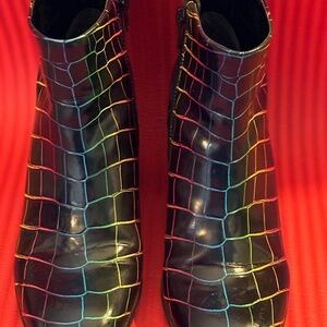 Colorful Grid Pattern Ankle Boots